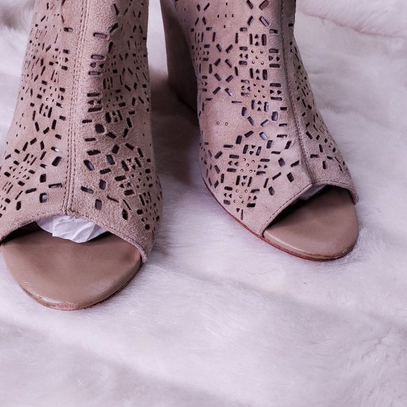 Joie Leather Wedge Peep Toe Tan Perforated 8.5 - 9 - Picture 4 of 10